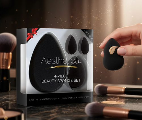 Collection of 4 sponges for mixing foundation cream from Eisthethica black