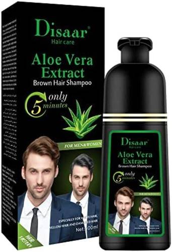 Disar Hair Dye Shampoo with Aloe Vera Extract, 400 ml - Brown