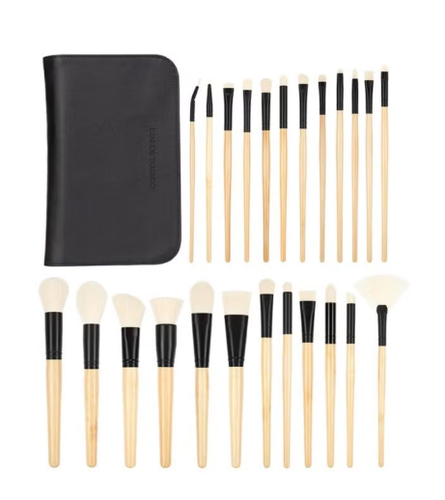 Elite 24-Piece Makeup Brush Set with Bag - Beige/Black