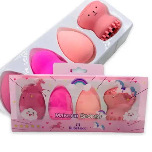 A set of makeup sponges consisting of 4 different colors from Ruby Face