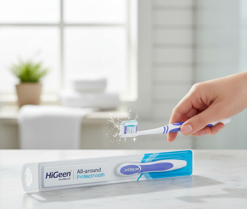 Higeen Tooth Brush Blue Color-All Around- Medium -6003