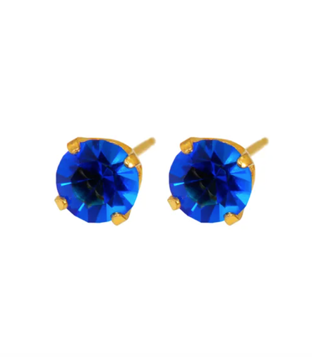 Elegant 5mm Yellow Gold Sapphire Earrings by Caflon Fashion