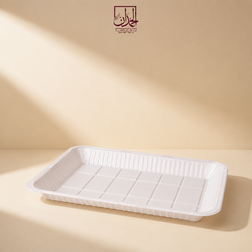 صحون بلاستيك مستطيل ابيض حجم كبير (50 حبة) رقم 3