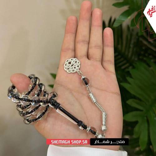 سبحة بكلايت شفافة خيط اسود