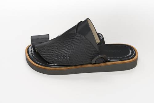 Men’s Eastern Shoes – Dark Grey Striped Design