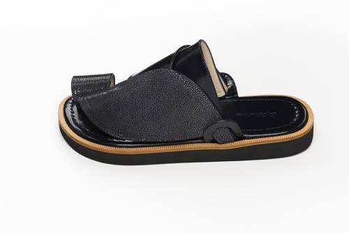 Men’s Eastern Shoes – Dark Navy Fish Texture Pattern