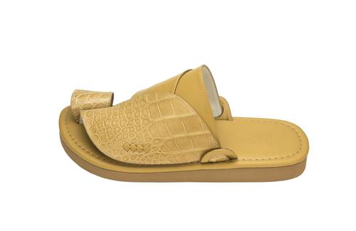 Men’s Eastern Shoes with Natural Crocodile Texture – Yellow Heritage Edition