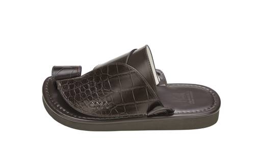 Natural Crocodile Eastern Shoes Dark Brown
