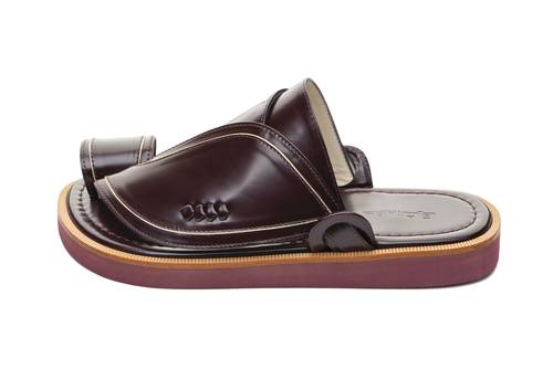 Men’s Classic Eastern Shoes – Dark Oud with Beige Trim