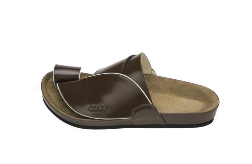 Brown Classic Medical Eastern Shoes with White Trim for Men
