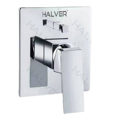 وجه خلاط دش مخفي مربع خطين كروم HALVER