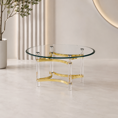 طاولة شاي أكريليك وزجاج مفردة 90 × 90 × 45 سم