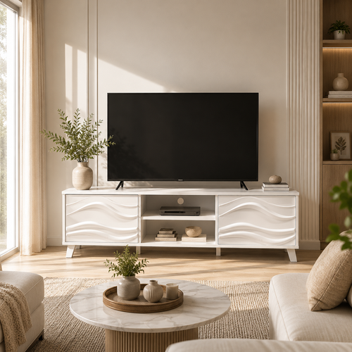 طاولة بلازما خشب MDF أبيض