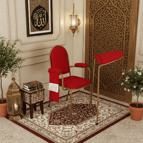 كرسي الصلاة احمر مع طاولة صغيرة 45-45-95 سم