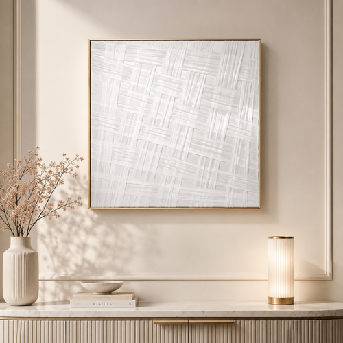 لوحة جدارية بإطار ذهبي مقاس 80 × 80 سم