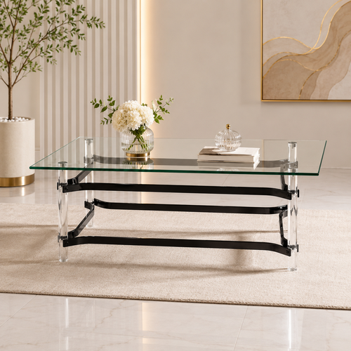 طاولة شاي أكريليك زجاج مفردة 120 × 60 × 45 سم