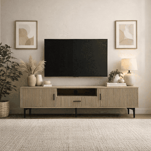 طاولة تلفاز بلازما خشب- بييج 45-40-180 سم