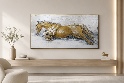 لوحة جدارية بإطار ذهبي مقاس 70 × 140 سم