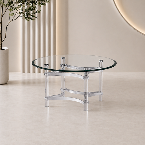 طاولة شاي أكريليك وزجاج مفردة 90 × 90 × 45 سم