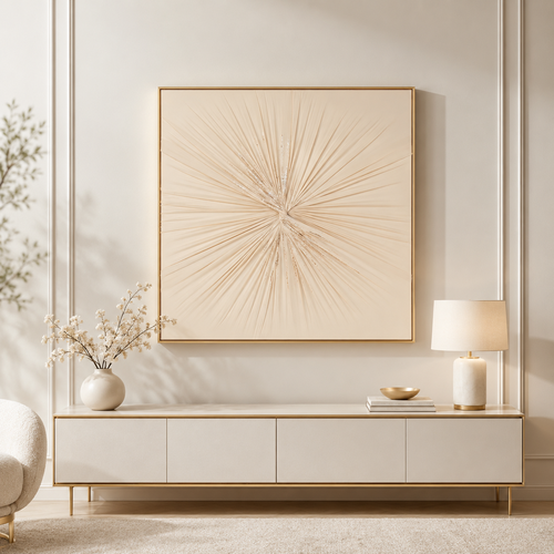لوحة جدارية بإطار ذهبي مقاس 80 × 80 سم