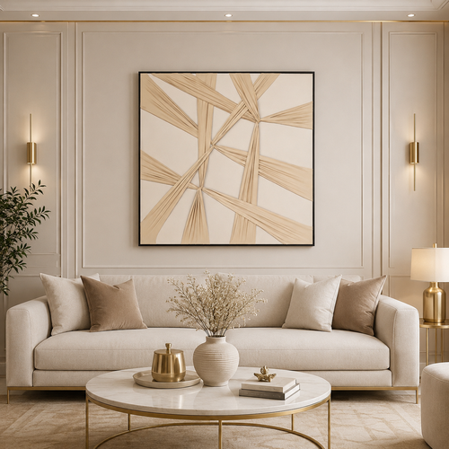 لوحة جدارية بإطار أسود مقاس 80 × 80 سم