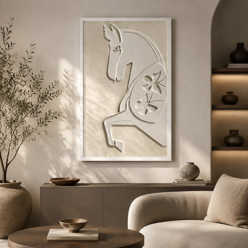 لوحة جدارية بإطار خشبي طبيعي مقاس 120 × 80 سم