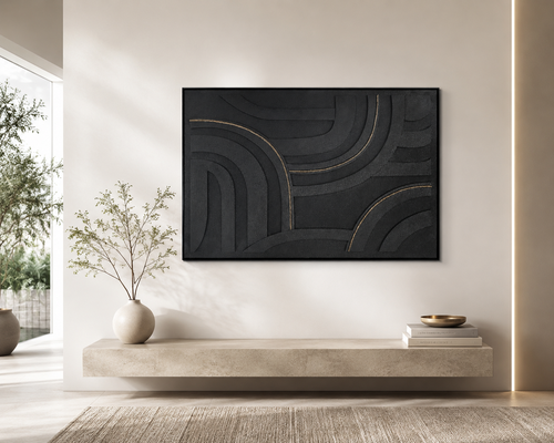 لوحة جدارية بإطار أسود مقاس 120 × 80 سم