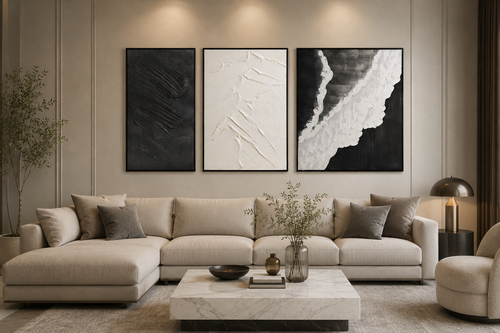 طقم لوحات جدارية 3 قطع مقاسات 100 × 100، 70 × 100، 50 × 100 سم
