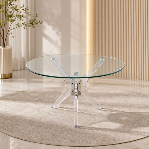 طاولة شاي أكريليك زجاج مفردة 80 × 80 × 45 سم