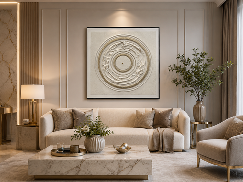 لوحة جدارية بإطار أسود مقاس 100 × 100 سم