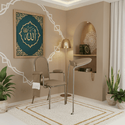  كرسي الصلاة بني مع طاولة صغيرة 45-45-95 سم