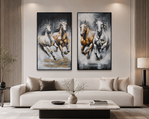 لوحة جدارية بإطار أسود مقاس 80 × 140 سم