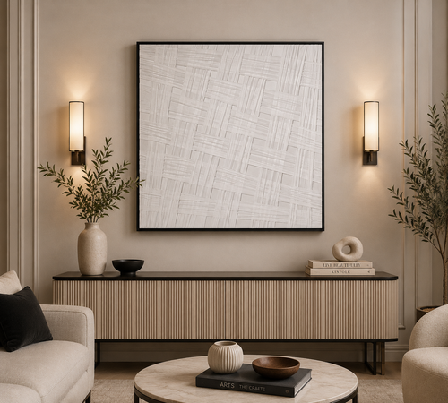 لوحة جدارية بإطار أسود مقاس 80 × 80 سم