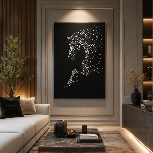 لوحة جدارية بإطار فضي مقاس 100 × 150 سم
