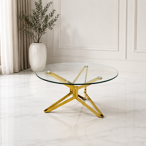 طاولة شاي ستيل وزجاج مفردة 100 × 100 × 45 سم