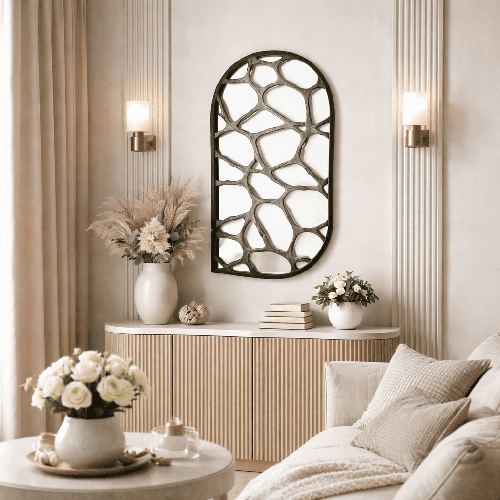 مرآة حائط بتصميم هندسي راقي 60-120 سم - أسود