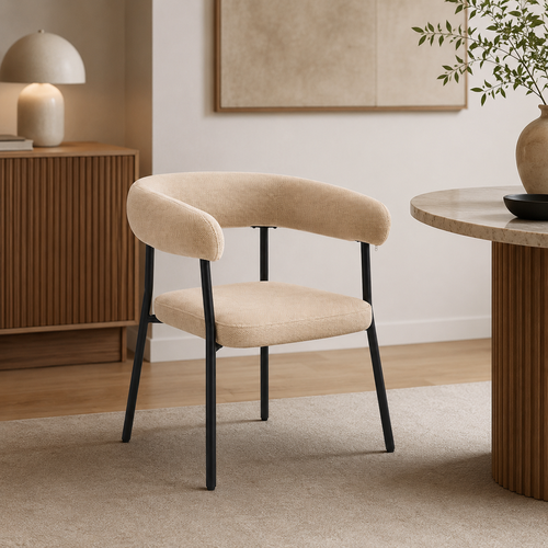 كرسي مفرد قماش ومعدن بني مقاس 53 × 52 × 73 سم
