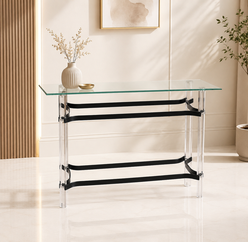 طاولة كونسول أكريليك وزجاج أسود 120 × 40 سم