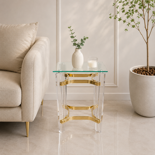 طاولة خدمة زجاج مفردة 45 × 45 × 55 سم