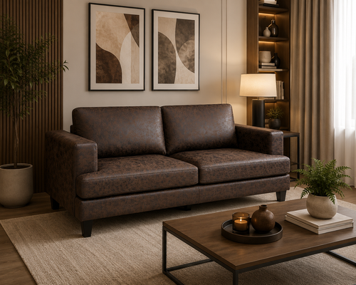 كنب استرخاء مزدوج جلد بني غامق مقاس 191 × 50 × 84 سم