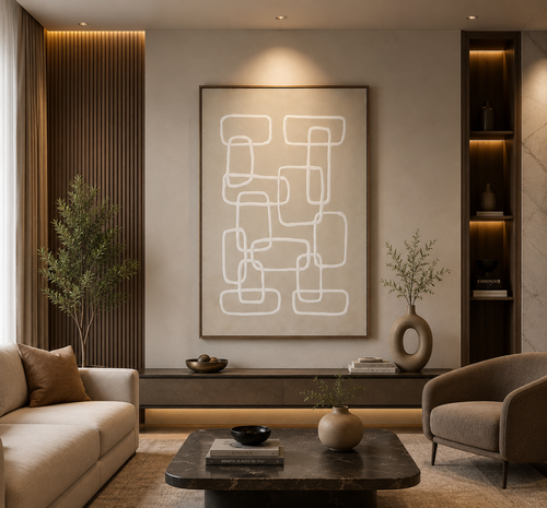 لوحة جدارية بإطار بيج مقاس 100 × 150 سم