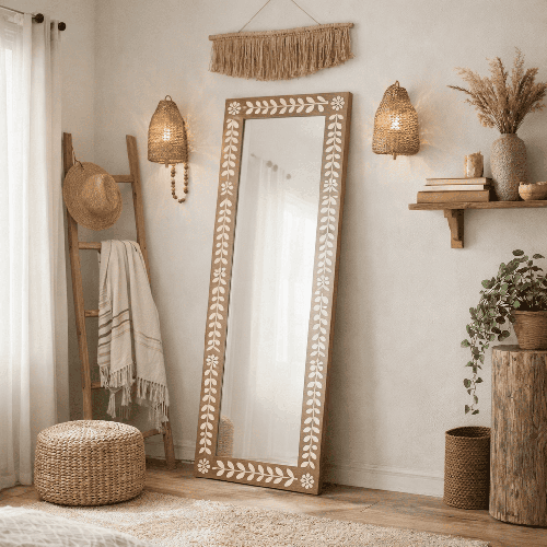   مرايا استاند ديكور - بني 60-160سم 