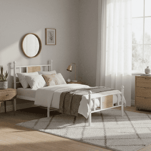سرير فولاذي أسود مودرن نفر ونص 190×90 سم