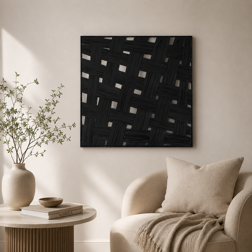لوحة جدارية بإطار أسود مقاس 100 × 100 سم