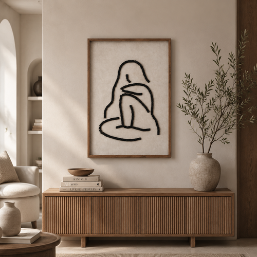 لوحة جدارية بإطار خشبي طبيعي مقاس 120 × 80 سم