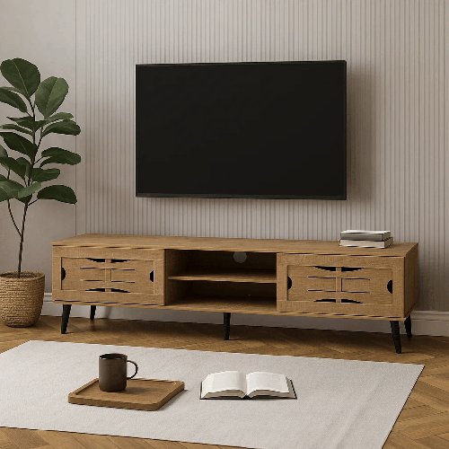 طاولة تلفزيون بلازما خشب ماليزي-بنى 54-40-180سم
