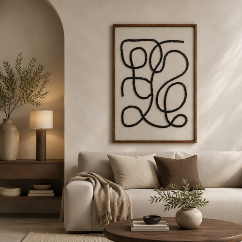 لوحة جدارية بإطار خشبي طبيعي مقاس 120 × 80 سم