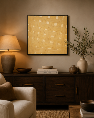 لوحة جدارية بإطار أسود مقاس 100 × 100 سم