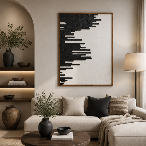 لوحة جدارية بإطار خشبي طبيعي مقاس 120 × 80 سم
