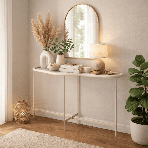 كونسول ديكور مودرن بتصميم انسيابي 120 سم - أبيض